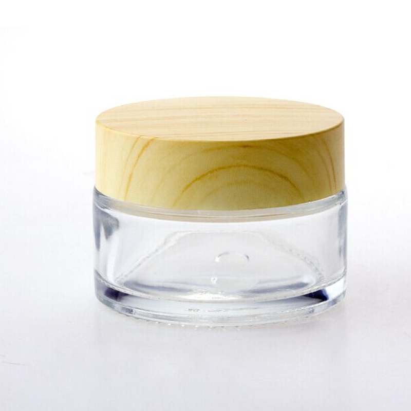 5ml 10ml 15ml 30ml 50ml 100ml Transparent Frosted Glass Jar with Bamboo Lids Caps