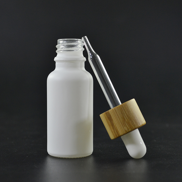 5ml 10ml 15ml 30ml 50ml 100ml essential oil matte white glass dropper bottle with bamboo cap