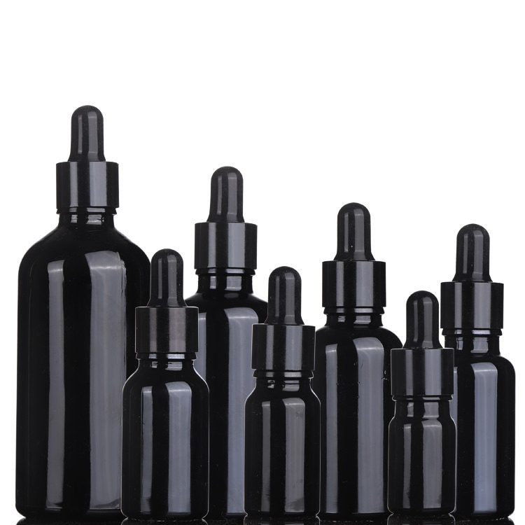 5ml 10ml 15ml 30ml 50ml 100ml glass dropper bottle cbd oil essential oil uv black glass bottle