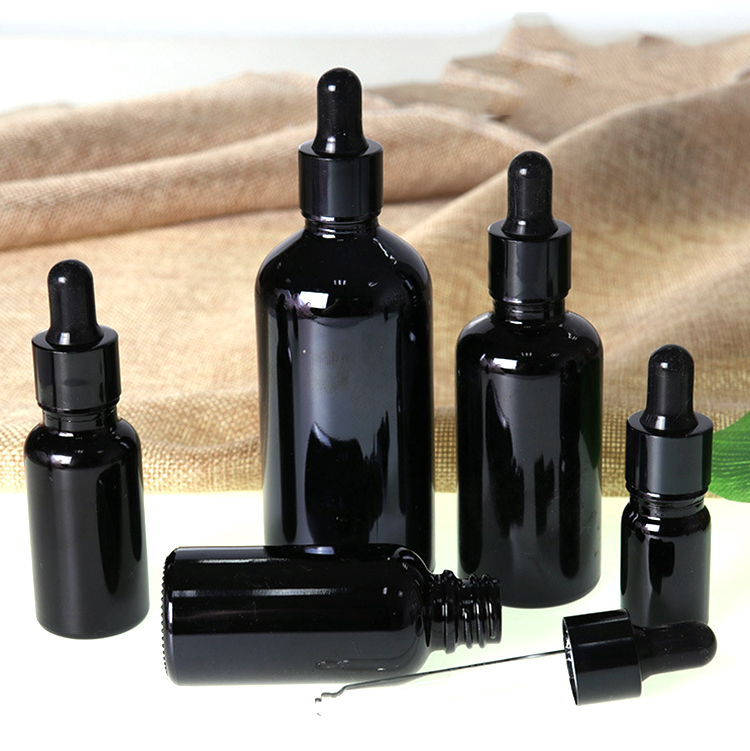 5ml 10ml 15ml 30ml 50ml 100ml glass dropper bottle cbd oil essential oil uv black glass bottle