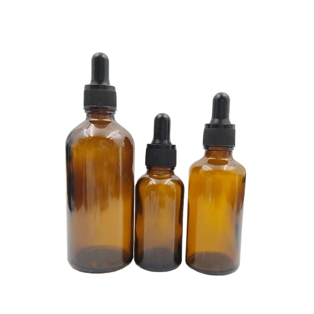 5ml 10ml 15ml 30ml 50ml 100ml hot sell amber round empty glass dropper bottle for essential oil