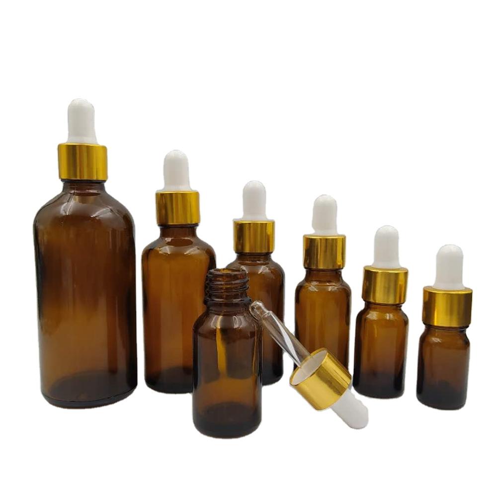 5ml 10ml 15ml 30ml 50ml 100ml hot sell amber round empty glass dropper bottle for essential oil