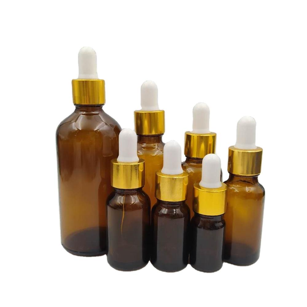 5ml 10ml 15ml 30ml 50ml 100ml hot sell amber round empty glass dropper bottle for essential oil