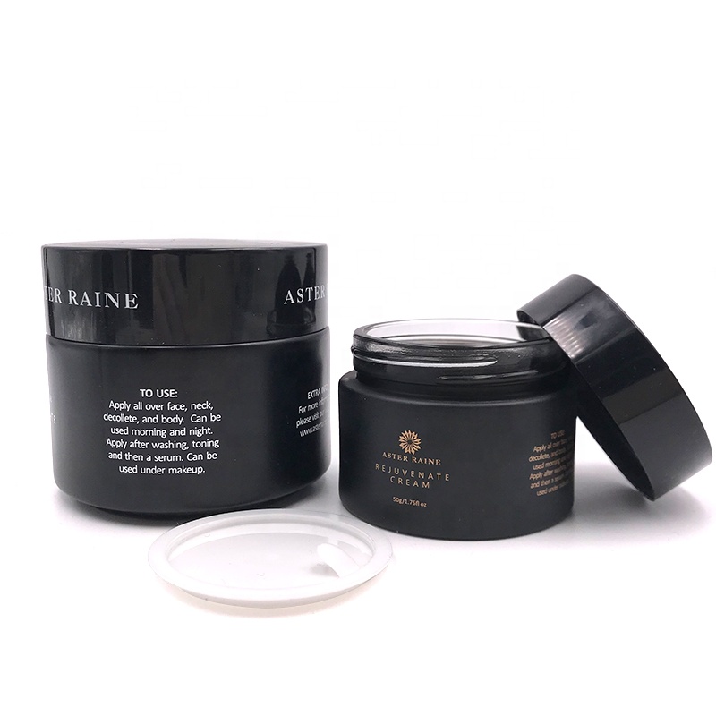 5ml 10ml 15ml 30ml 50ml 100ml matte black wide mouth cream glass jar 1oz  black cream glass jar with black plastic lid