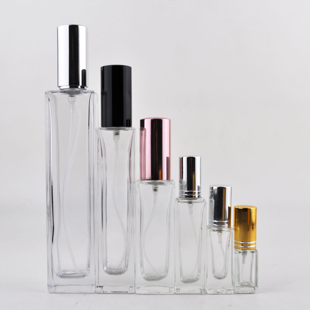 5ml 10ml 15ml 30ml 50ml 100ml slender pocket essential oil rectangle glass perfume bottles