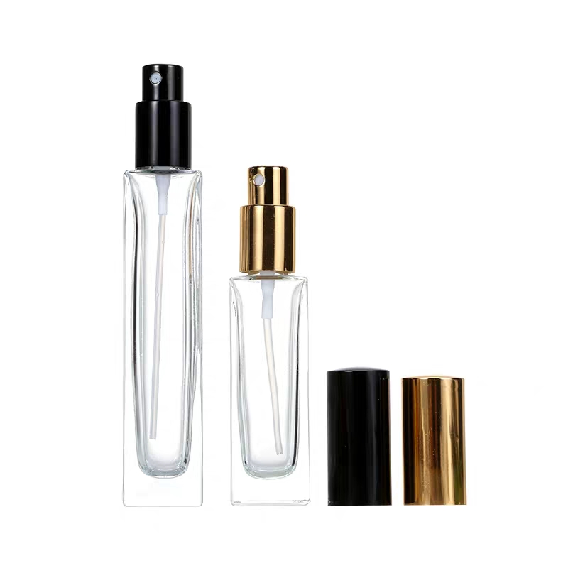 5ml 10ml 15ml 30ml 50ml 100ml square rectangular thick bottom refillable clear glass perfume spray bottle 10ml