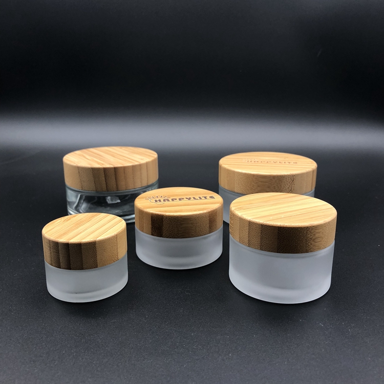 5ml 10ml 15ml 30ml 50ml 100ml200ml cosmetic glass jar frosted glass jar with bamboo lid