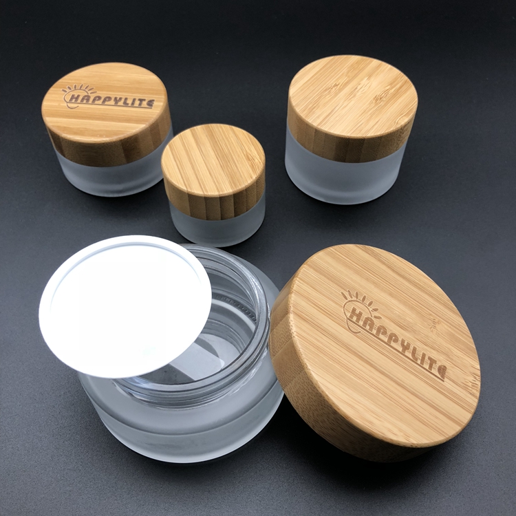 5ml 10ml 15ml 30ml 50ml 100ml200ml cosmetic glass jar frosted glass jar with bamboo lid