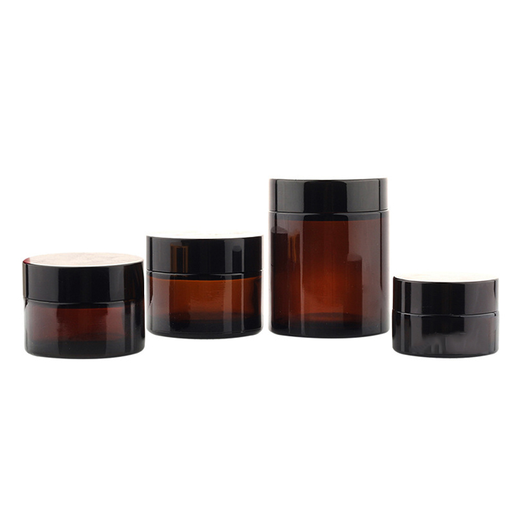 5ml 10ml 15ml 30ml 50ml 60ml 100ml cosmetic nature amber glass cream jars with gold lid