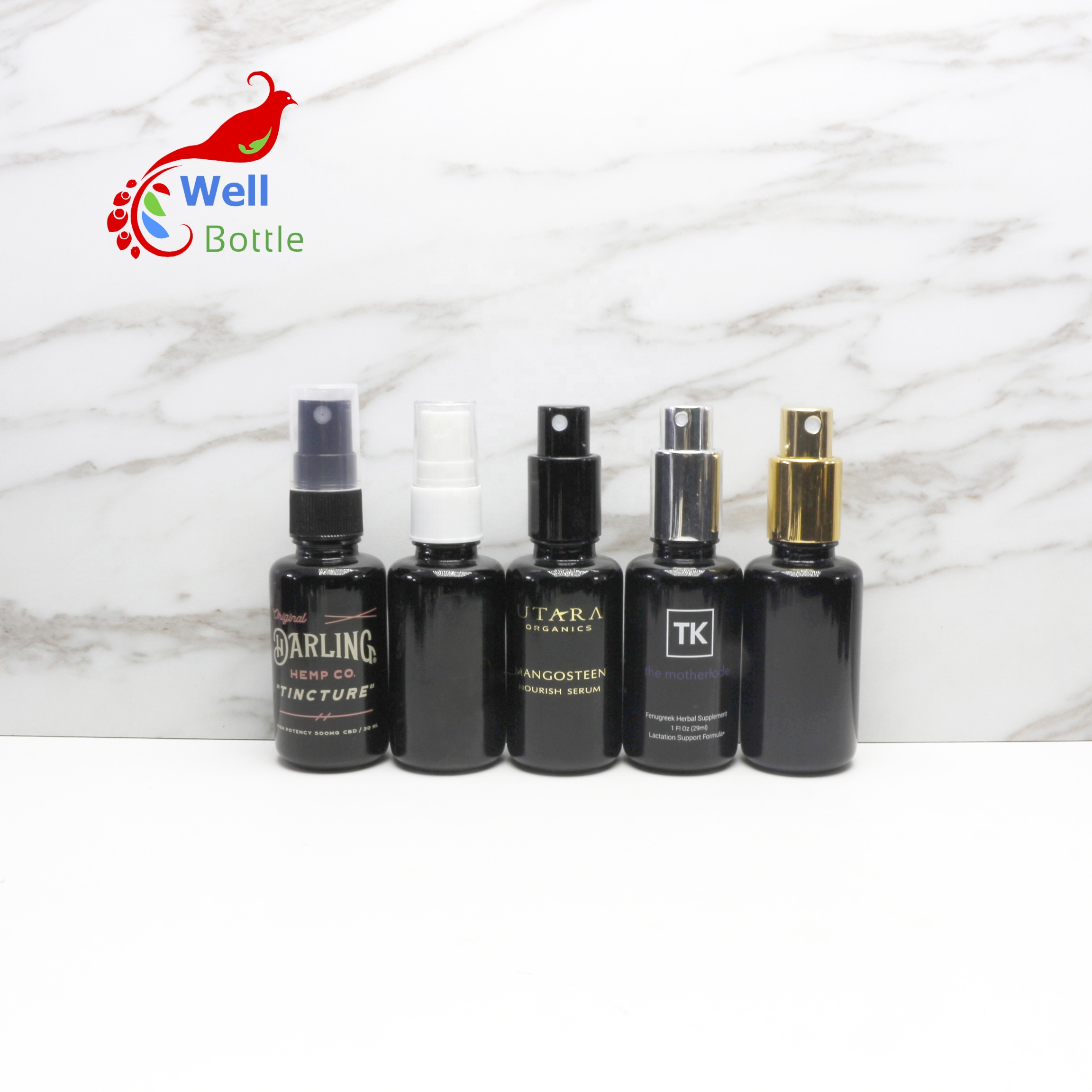 5ml 10ml 15ml 30ml 50ml 60ml 100ml glass dropper bottle cbd oil essential oil uv black glass bottle with pump VJ-888C