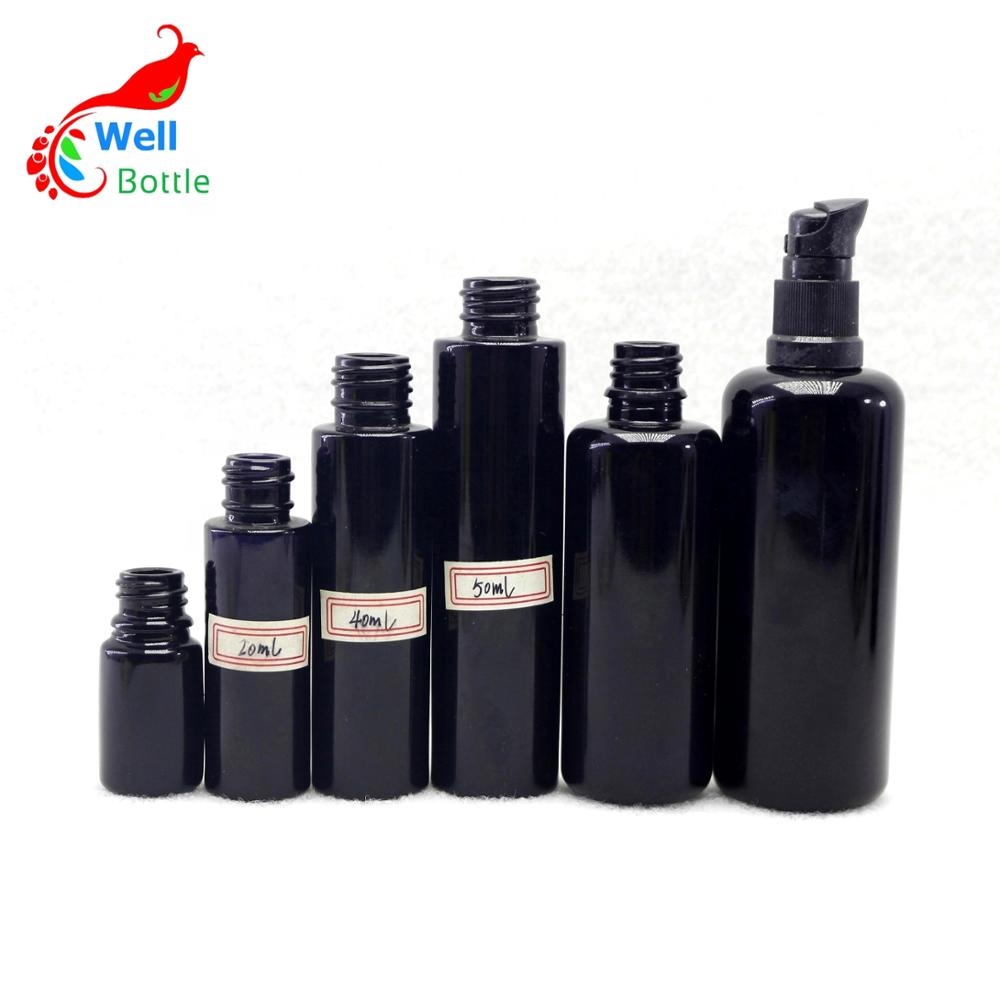 5ml 10ml 15ml 30ml 50ml 60ml 100ml glass dropper bottle cbd oil essential oil uv black glass bottle with pump VJ-888C