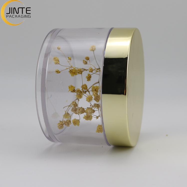 5ml 10ml 15ml 30ml 50ml 60ml Transparent Plastic PETG Jar With Shiny Gold Lid For Dipping Acrylic Powder Jar, Nail Glitter Jar
