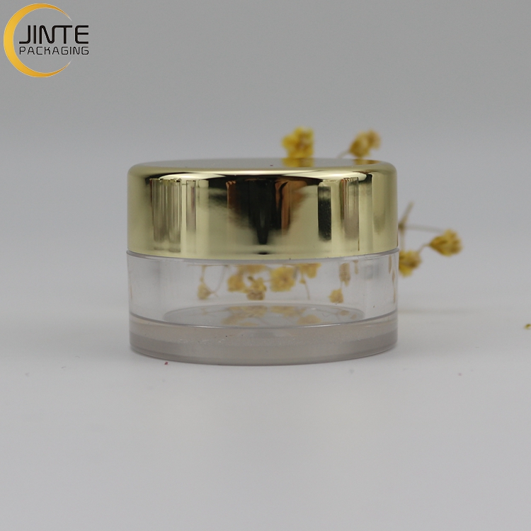 5ml 10ml 15ml 30ml 50ml 60ml Transparent Plastic PETG Jar With Shiny Gold Lid For Dipping Acrylic Powder Jar, Nail Glitter Jar