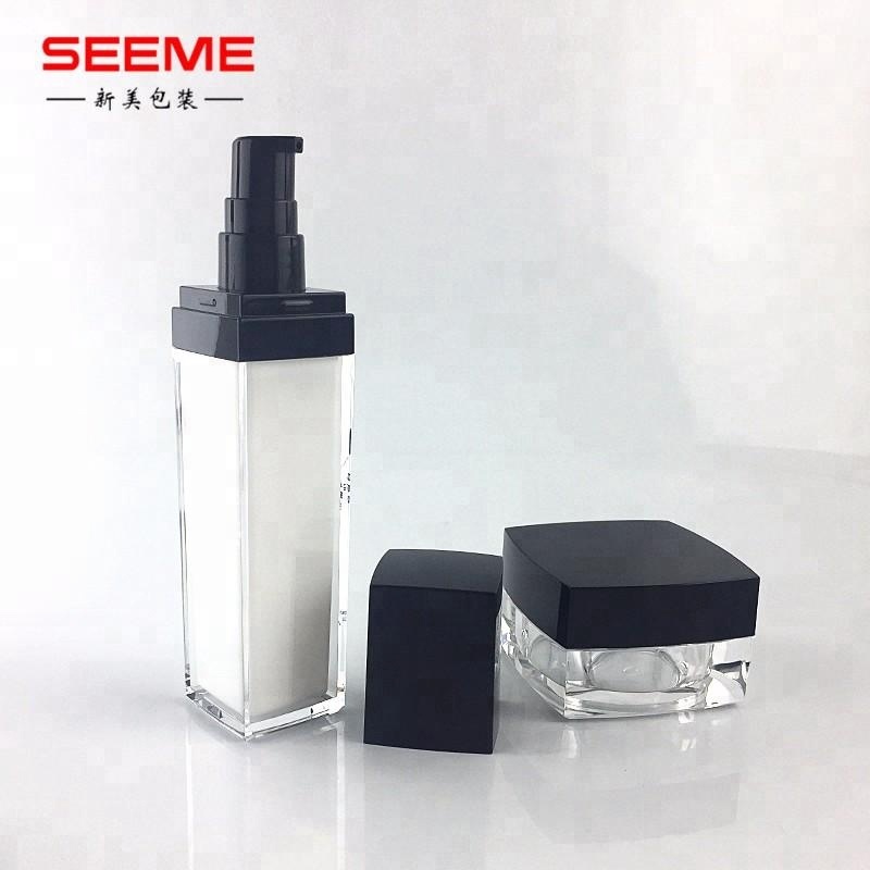 5ml 10ml 15ml 30ml 50ml Square acrylic jars and bottle for cosmetic cream packaging