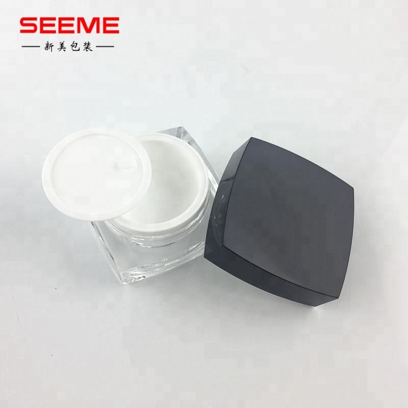 5ml 10ml 15ml 30ml 50ml Square acrylic jars and bottle for cosmetic cream packaging