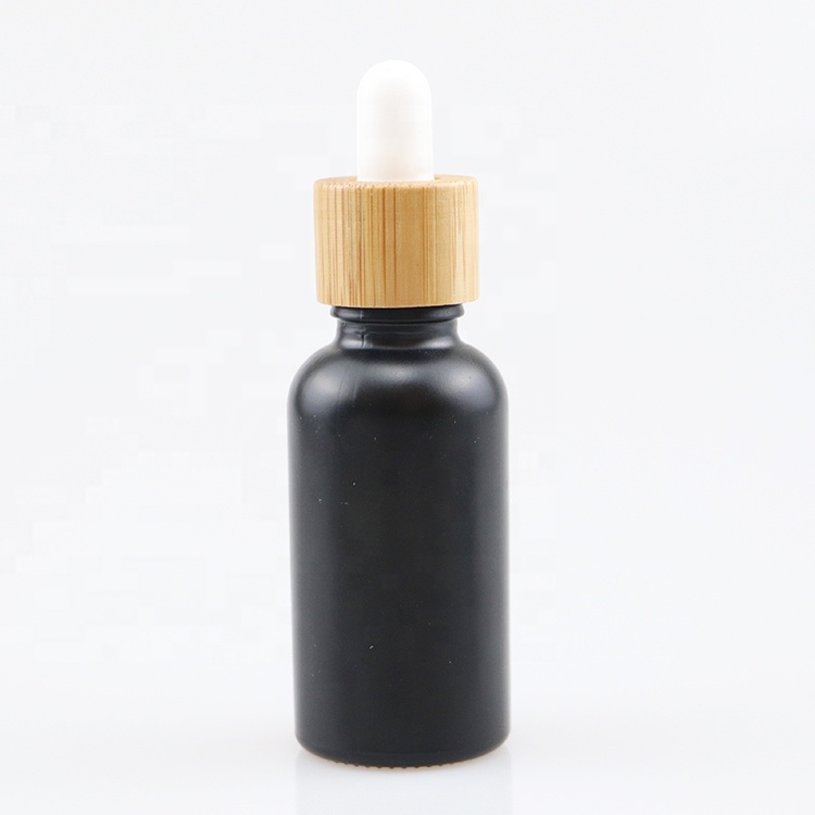 5ml 10ml 15ml 30ml bamboo lid bamboo dropper bottle black frosted bamboo cosmetic packaging