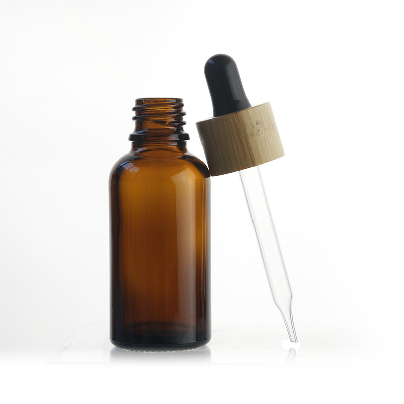 5ml 10ml 15ml 50ml 100ml Amber bottle glass dropper bottle with bamboo cap essential oil bottle
