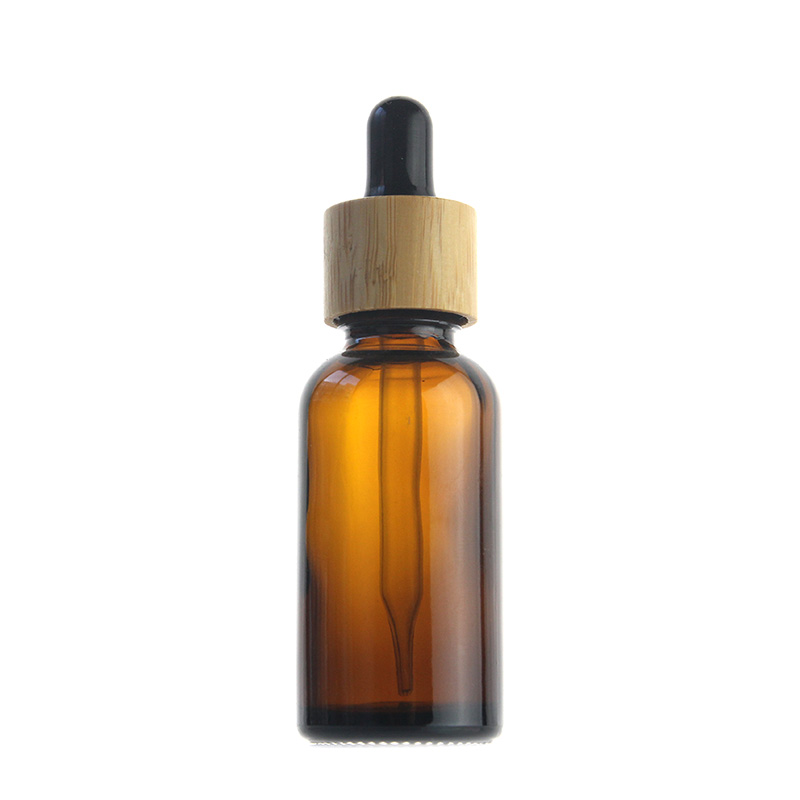 5ml 10ml 15ml 50ml 100ml Amber bottle glass dropper bottle with bamboo cap essential oil bottle