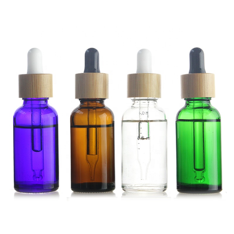 5ml 10ml 15ml 50ml 100ml Amber bottle glass dropper bottle with bamboo cap essential oil bottle