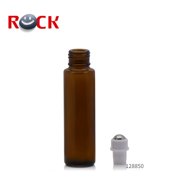 5ml 10ml 15ml Amber Glass Roll On Bottles with stainless steel roller ball for essential oil perfume