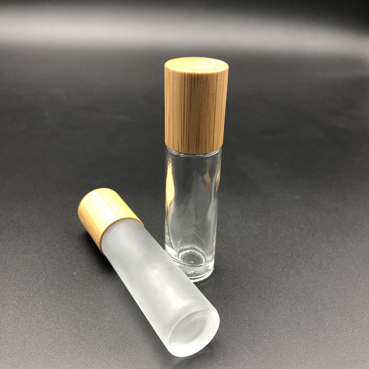 5ml 10ml 15ml Bamboo Roll on Perfume Bottle Essential Oil Glass Roller Bottle with Bamboo Cap Stainless Steel Ball