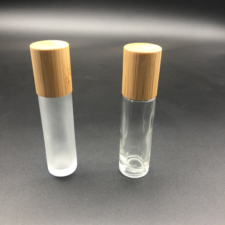 5ml 10ml 15ml Bamboo Roll on Perfume Bottle Essential Oil Glass Roller Bottle with Bamboo Cap Stainless Steel Ball