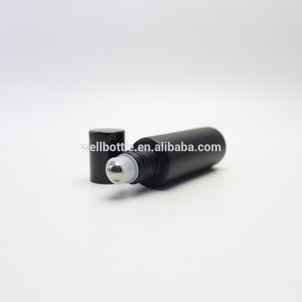 5ml 10ml 15ml Black matte glass roll on bottles black frosted glass roller ball bottles Roller-017RL