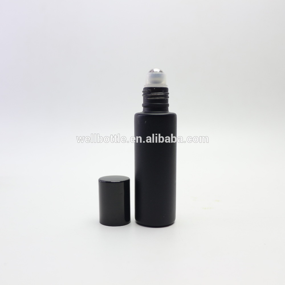 5ml 10ml 15ml Black matte glass roll on bottles black frosted glass roller ball bottles Roller-017RL