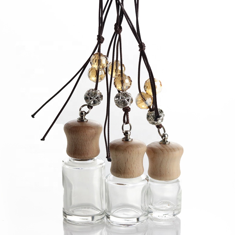 5ml 10ml 15ml Car Air Freshener Perfume Bottles Clear Essential Oil Glass Bottle With Wooden Lid (CG01)