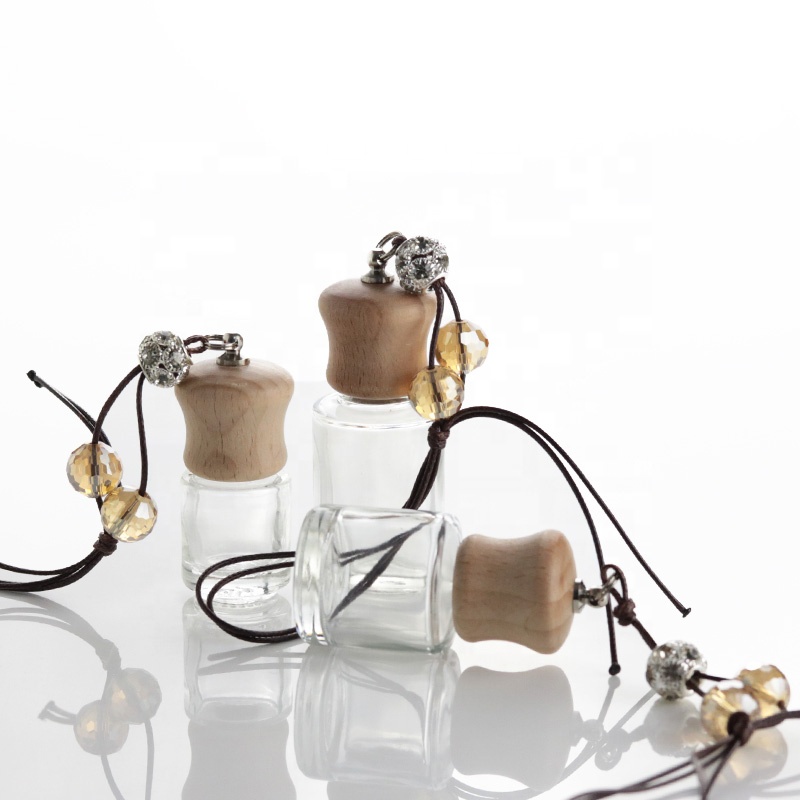 5ml 10ml 15ml Car Air Freshener Perfume Bottles Clear Essential Oil Glass Bottle With Wooden Lid (CG01)