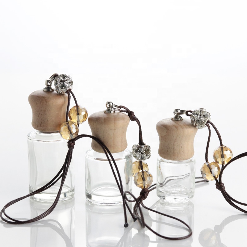 5ml 10ml 15ml Car Air Freshener Perfume Bottles Clear Essential Oil Glass Bottle With Wooden Lid (CG01)