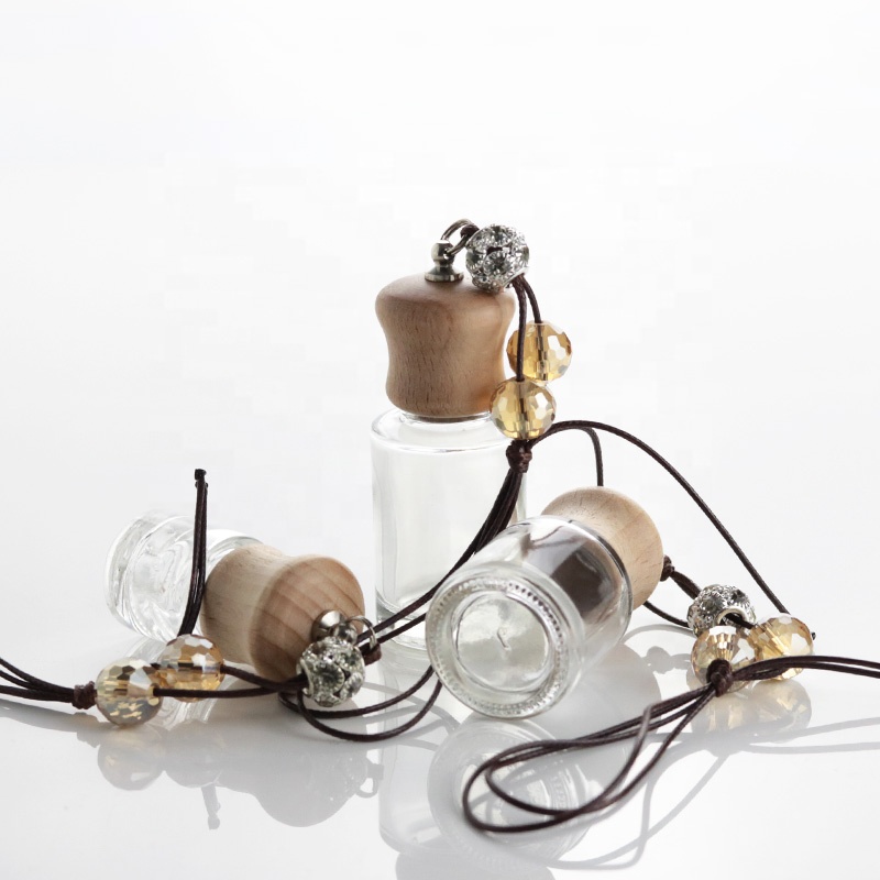 5ml 10ml 15ml Car Air Freshener Perfume Bottles Clear Essential Oil Glass Bottle With Wooden Lid (CG01)