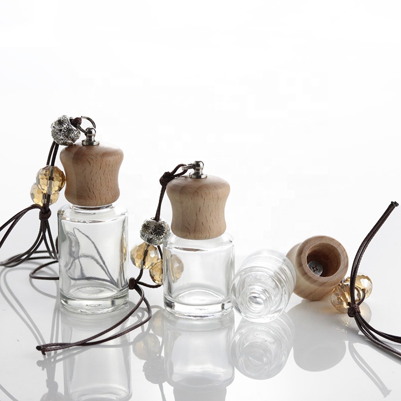5ml 10ml 15ml Car Air Freshener Perfume Bottles Clear Essential Oil Glass Bottle With Wooden Lid (CG01)