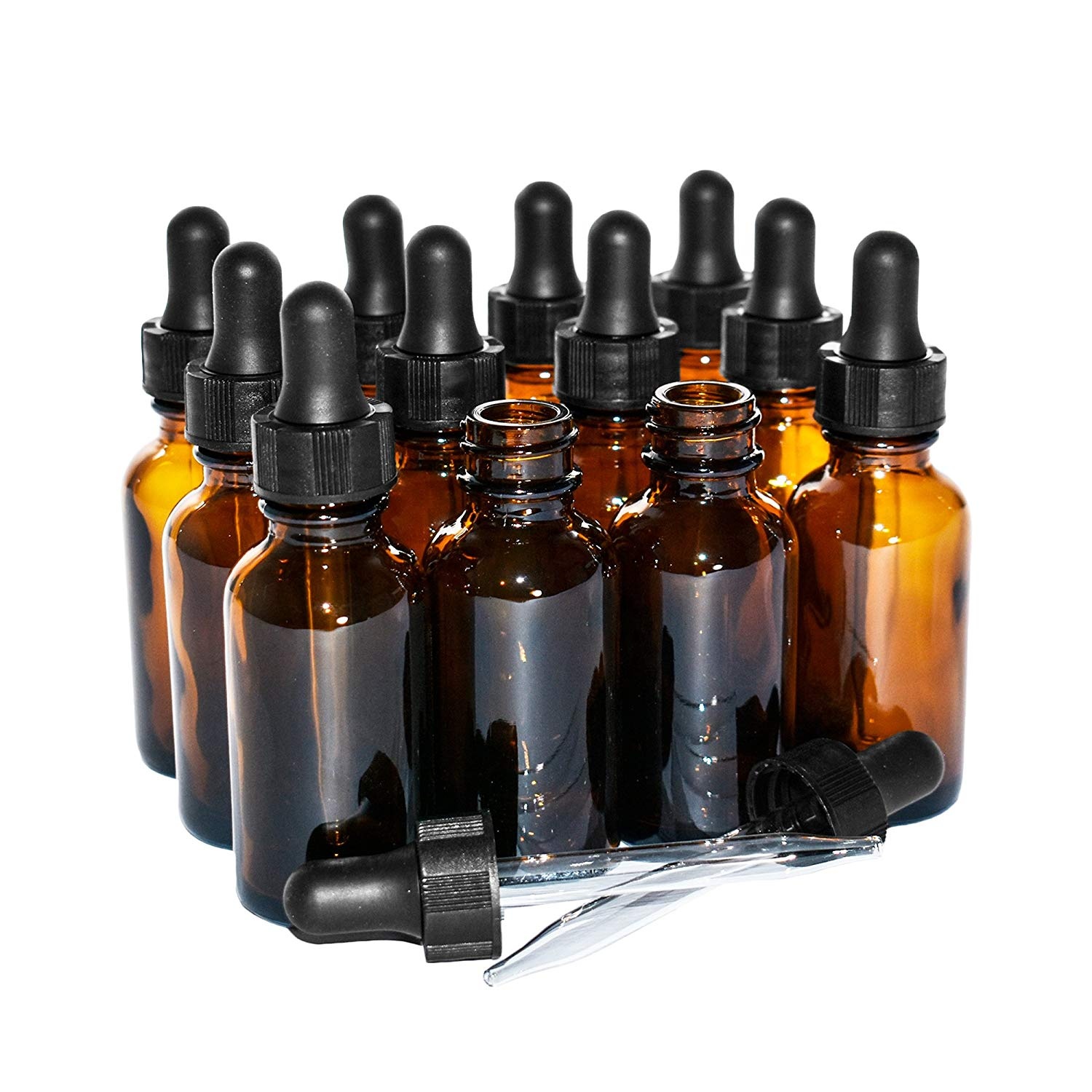 5ml 10ml 15ml Mini Amber Essential Oil Glass Sample Vial Euro Dropper Bottle With White Black Tamper Evident Dropper Cap