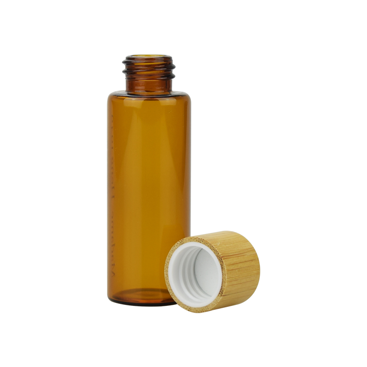 5ml 10ml 15ml amber glass bottles with bamboo caps essential oil amber bottle wholesale