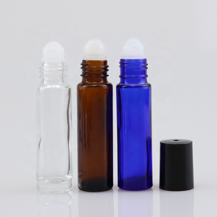 5ml 10ml 15ml clear amber blue glass roll on glass bottle liptint roller bottles with plastic or aluminum cap in stock