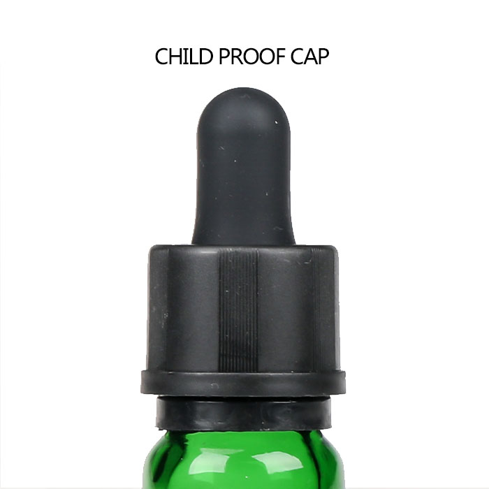 5ml 10ml 15ml dropper glass bottle childproof essential oil bottle amber/green/blue/white cbd cosmetic packaging with CR pipette