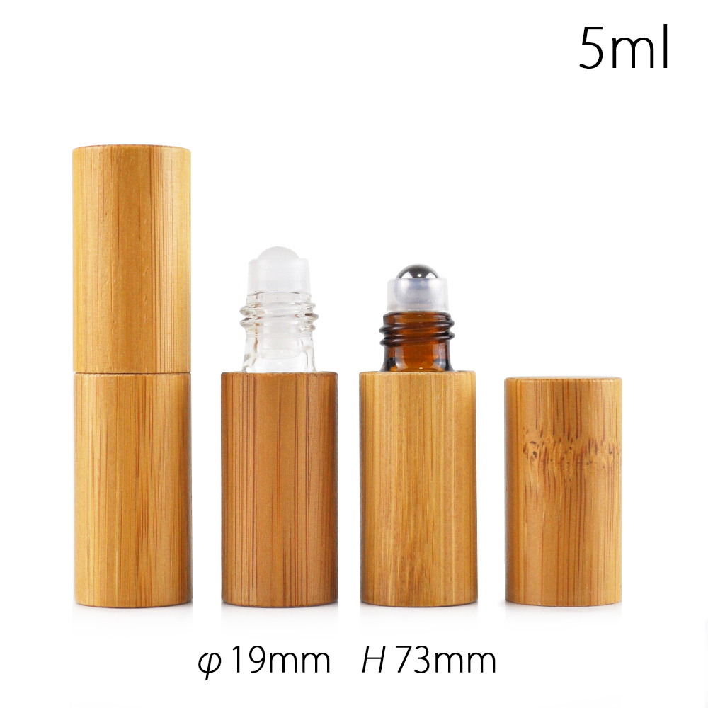 5ml 10ml 15ml eco friendly packaging wood essential oil bamboo roller bottle with metal roller ball with engraving