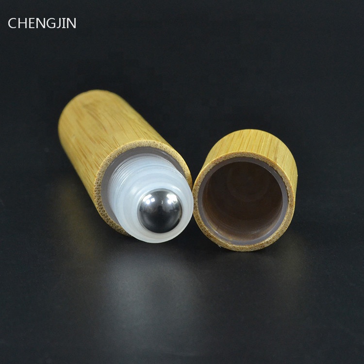 5ml 10ml 15ml eco friendly wooden bamboo perfume roll on bottle with metal glass roller ball