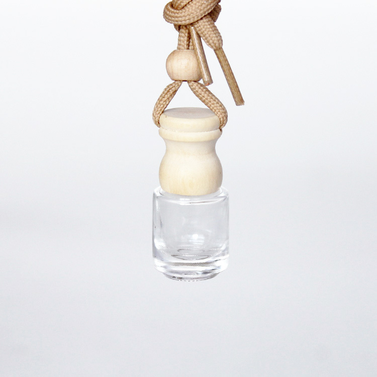 5ml/10ml/15ml glass square perfume bottle hanging car perfume bottle with wooden lid
