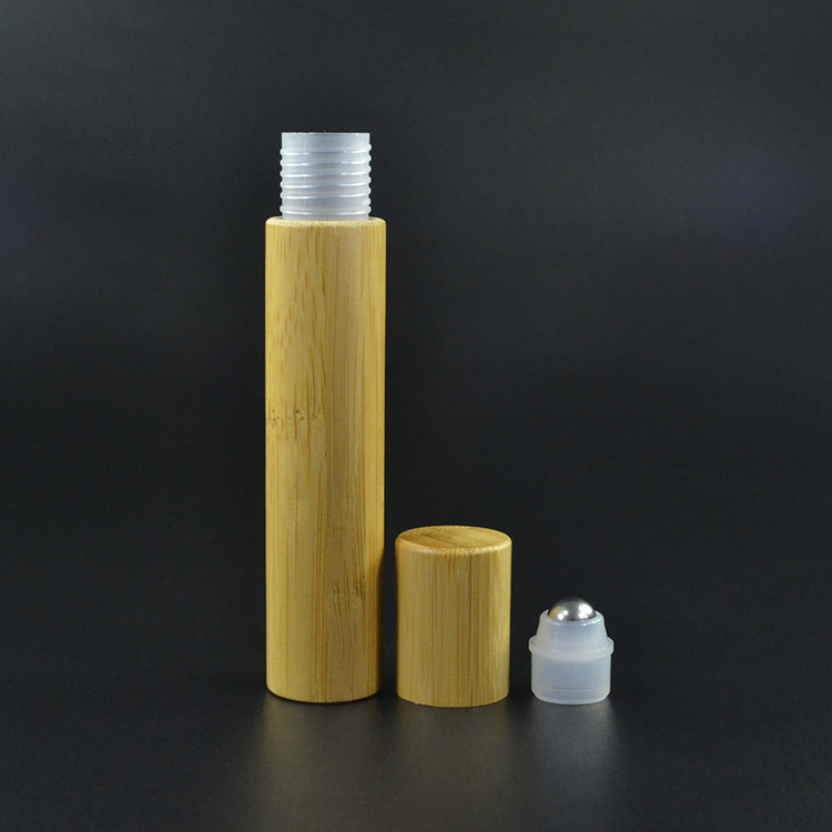 5ml 10ml 15ml refillable bamboo roll on bottle essential oil clear glass roller bottle with bamboo cap