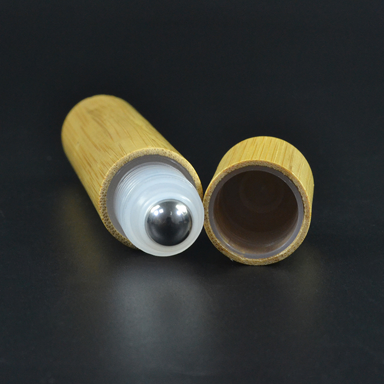 5ml 10ml 15ml refillable bamboo roll on bottle essential oil clear glass roller bottle with bamboo cap
