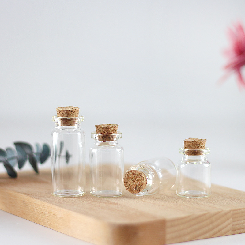 5ml 10ml 20ml 30ml 40ml 50ml DIY gift glass bottle Mini glass wishing bottle cork glass bottle