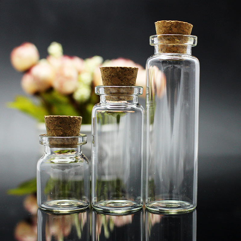 5ml 10ml 20ml 30ml 40ml 50ml DIY gift glass bottle Mini glass wishing bottle cork glass bottle