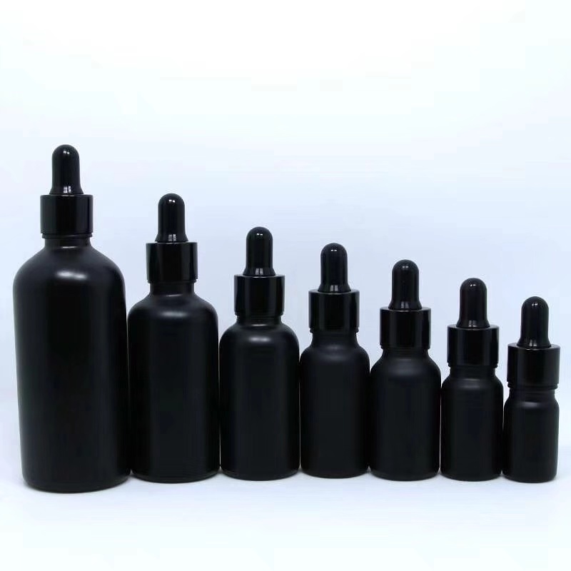 5ml 10ml 20ml 30ml 50ml 100ml 120ml matte frosted black glass dropper bottle essential oil bottles