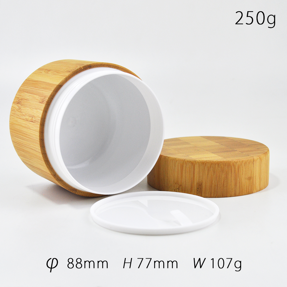 5ml 10ml 20ml 30ml 50ml 100ml 150ml 200ml 250ml cosmetic bamboo cream jar for pp liner