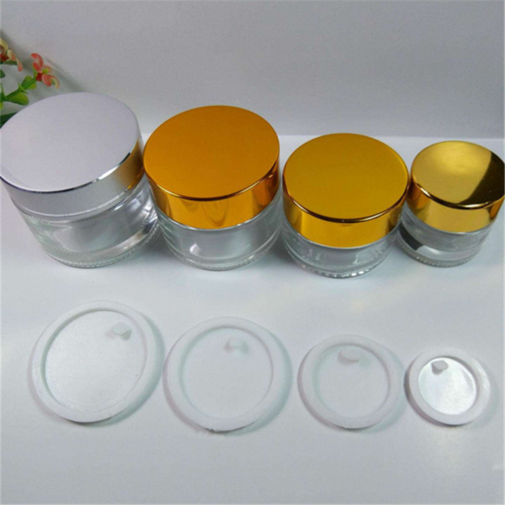 5ml 10ml 20ml 30ml 50ml 100ml Customized Cosmetic Packaging Glass Amber Cream Jar with plastic black lid or aluminium lid
