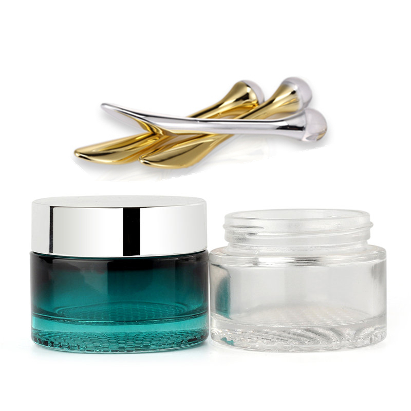 5ml 10ml 20ml 30ml 50ml 100ml black amber red glass Cosmetic Cream Jar With Spatula