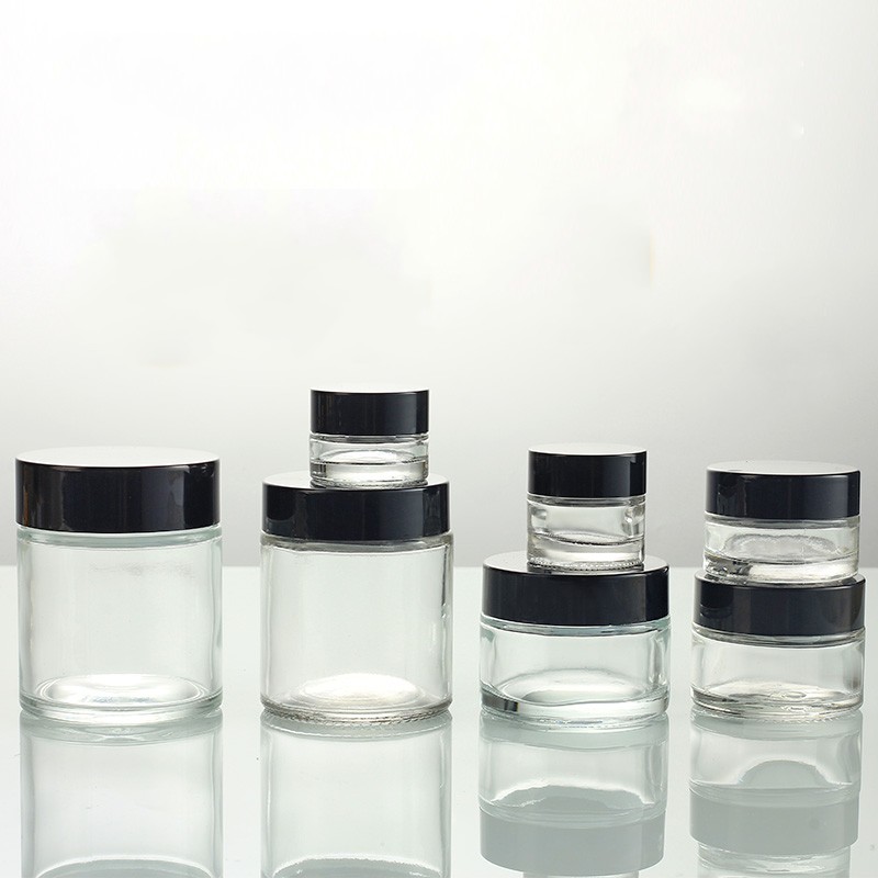 5ml 10ml 20ml 30ml 50ml 100ml cosmetic cream containers clear glass jar