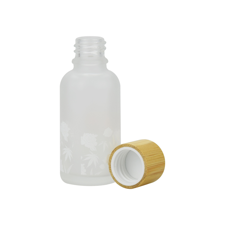 5ml 10ml 20ml 30ml 50ml 100ml cosmetic package frosted glass essential oil bottle with bamboo lid